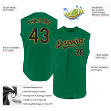 Load image into Gallery viewer, Custom Kelly Green Black-Old Gold Authentic Sleeveless Baseball Jersey
