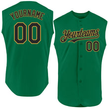 Load image into Gallery viewer, Custom Kelly Green Black-Old Gold Authentic Sleeveless Baseball Jersey
