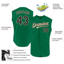 Load image into Gallery viewer, Custom Kelly Green Black-Cream Authentic Sleeveless Baseball Jersey
