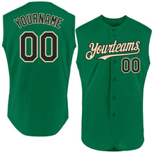 Load image into Gallery viewer, Custom Kelly Green Black-Cream Authentic Sleeveless Baseball Jersey
