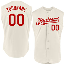 Загрузить изображение в средство просмотра галереи, Custom Cream Red Authentic Sleeveless Baseball Jersey
