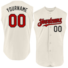 Загрузить изображение в средство просмотра галереи, Custom Cream Red-Black Authentic Sleeveless Baseball Jersey
