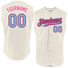 Загрузить изображение в средство просмотра галереи, Custom Cream Light Blue Black-Pink Authentic Sleeveless Baseball Jersey
