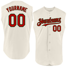 Загрузить изображение в средство просмотра галереи, Custom Cream Red-Green Authentic Sleeveless Baseball Jersey
