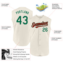 Load image into Gallery viewer, Custom Cream Kelly Green-Red Authentic Sleeveless Baseball Jersey
