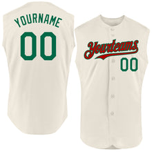 Load image into Gallery viewer, Custom Cream Kelly Green-Red Authentic Sleeveless Baseball Jersey
