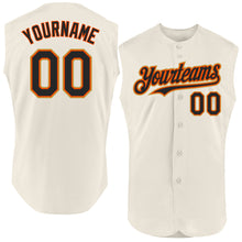 Загрузить изображение в средство просмотра галереи, Custom Cream Black Orange-Old Gold Authentic Sleeveless Baseball Jersey
