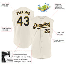 Load image into Gallery viewer, Custom Cream Black-Old Gold Authentic Sleeveless Baseball Jersey
