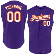 Load image into Gallery viewer, Custom Purple White-Orange Authentic Sleeveless Baseball Jersey
