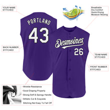 Load image into Gallery viewer, Custom Purple White-Black Authentic Sleeveless Baseball Jersey
