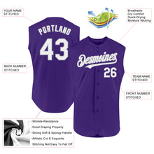 Load image into Gallery viewer, Custom Purple White-Gray Authentic Sleeveless Baseball Jersey
