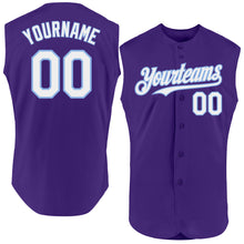 Laden Sie das Bild in den Galerie-Viewer, Custom Purple White-Light Blue Authentic Sleeveless Baseball Jersey
