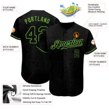 Load image into Gallery viewer, Custom Black Snakeskin Black-Neon Green 3D Pattern Design Authentic Baseball Jersey
