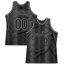 Charger l&#39;image dans la galerie, Custom Black Snakeskin Black-Gray 3D Pattern Design Authentic Basketball Jersey
