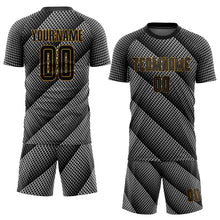 Загрузить изображение в средство просмотра галереи, Custom Black Black-Old Gold Sublimation Soccer Uniform Jersey
