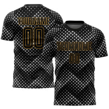 Загрузить изображение в средство просмотра галереи, Custom Black Black-Old Gold Sublimation Soccer Uniform Jersey
