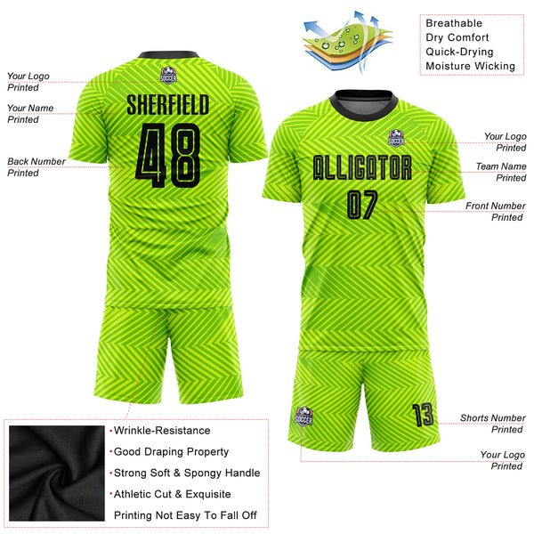 Custom Neon Green Black Sublimation Soccer Uniform Jersey Free