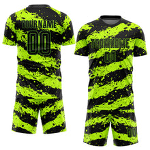 Laden Sie das Bild in den Galerie-Viewer, Custom Neon Green Black Sublimation Soccer Uniform Jersey
