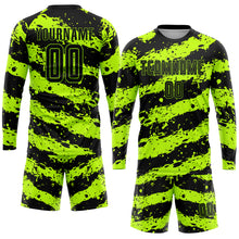 Laden Sie das Bild in den Galerie-Viewer, Custom Neon Green Black Sublimation Soccer Uniform Jersey
