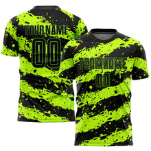 Laden Sie das Bild in den Galerie-Viewer, Custom Neon Green Black Sublimation Soccer Uniform Jersey
