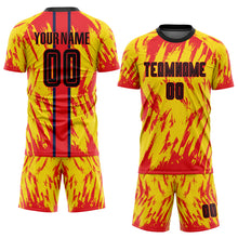 Загрузить изображение в средство просмотра галереи, Custom Gold Black-Red Sublimation Soccer Uniform Jersey
