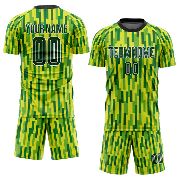 Custom Neon Green Green-Gold Sublimation Soccer Uniform Jersey Discount