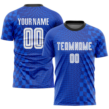 Custom Royal White-Black Sublimation Soccer Uniform Jersey