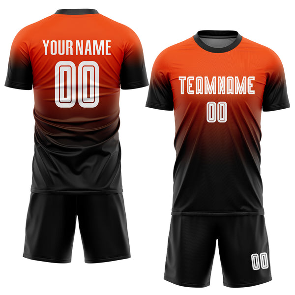 Cheap Custom Orange White-Black Sublimation Long Sleeve Fade