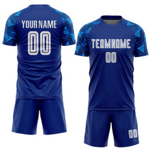 Load image into Gallery viewer, Custom Royal White Sublimation Soccer Uniform Jersey
