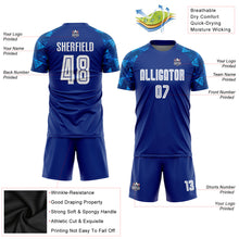 Load image into Gallery viewer, Custom Royal White Sublimation Soccer Uniform Jersey
