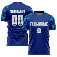 Load image into Gallery viewer, Custom Royal White Sublimation Soccer Uniform Jersey
