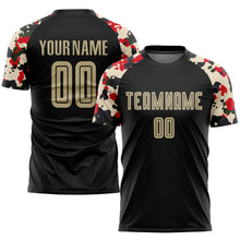 Загрузить изображение в средство просмотра галереи, Custom Black Vegas Gold-Camo Sublimation Soccer Uniform Jersey
