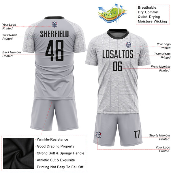 Cheap Custom Gray Black-White Sublimation Soccer Uniform Jersey Free  Shipping – CustomJerseysPro