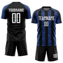 Load image into Gallery viewer, Custom Black White-Royal Sublimation Soccer Uniform Jersey
