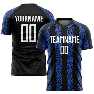 Custom Black White-Royal Sublimation Soccer Uniform Jersey