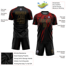 Загрузить изображение в средство просмотра галереи, Custom Black Black Old Gold-Red Sublimation Soccer Uniform Jersey
