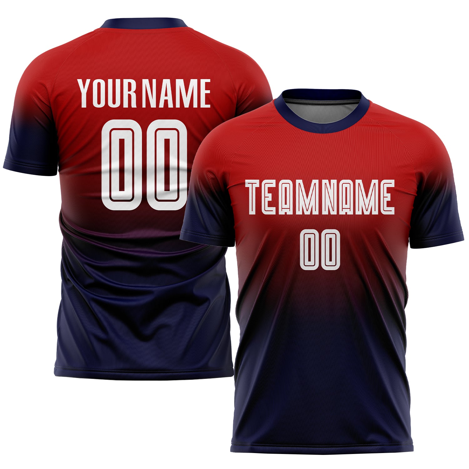 Custom Red White-Black Sublimation Long Sleeve Fade Fashion Soccer Uniform  Jersey in 2023