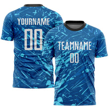 Laden Sie das Bild in den Galerie-Viewer, Custom Royal White-Light Blue Sublimation Soccer Uniform Jersey
