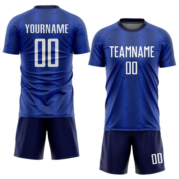 Custom Royal White-Navy Sublimation Soccer Uniform Jersey