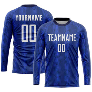 Custom Royal White-Navy Sublimation Soccer Uniform Jersey