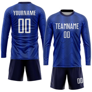 Custom Royal White-Navy Sublimation Soccer Uniform Jersey