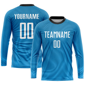 Custom Light Blue White-Black Sublimation Soccer Uniform Jersey