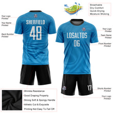 Загрузить изображение в средство просмотра галереи, Custom Light Blue White-Black Sublimation Soccer Uniform Jersey
