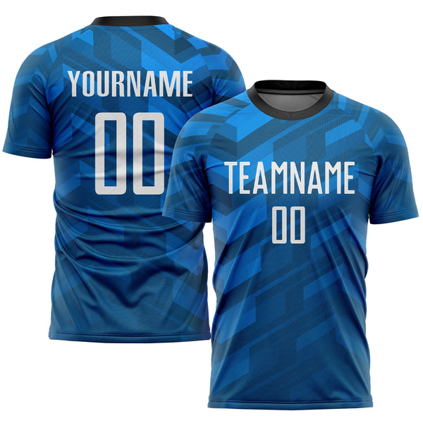 Cheap Custom Light Blue White-Black Sublimation Long Sleeve Fade Fashion  Soccer Uniform Jersey Free Shipping – CustomJerseysPro