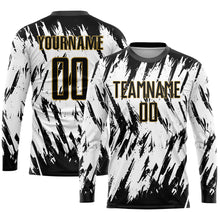 Загрузить изображение в средство просмотра галереи, Custom White Black-Old Gold Sublimation Soccer Uniform Jersey
