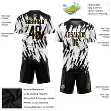 Загрузить изображение в средство просмотра галереи, Custom White Black-Old Gold Sublimation Soccer Uniform Jersey
