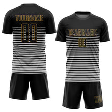 Загрузить изображение в средство просмотра галереи, Custom Black Black-Old Gold Sublimation Soccer Uniform Jersey
