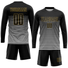 Загрузить изображение в средство просмотра галереи, Custom Black Black-Old Gold Sublimation Soccer Uniform Jersey
