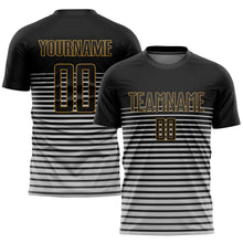 Загрузить изображение в средство просмотра галереи, Custom Black Black-Old Gold Sublimation Soccer Uniform Jersey
