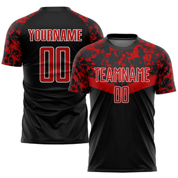 Custom Black Red-White Sublimation Soccer Uniform Jersey